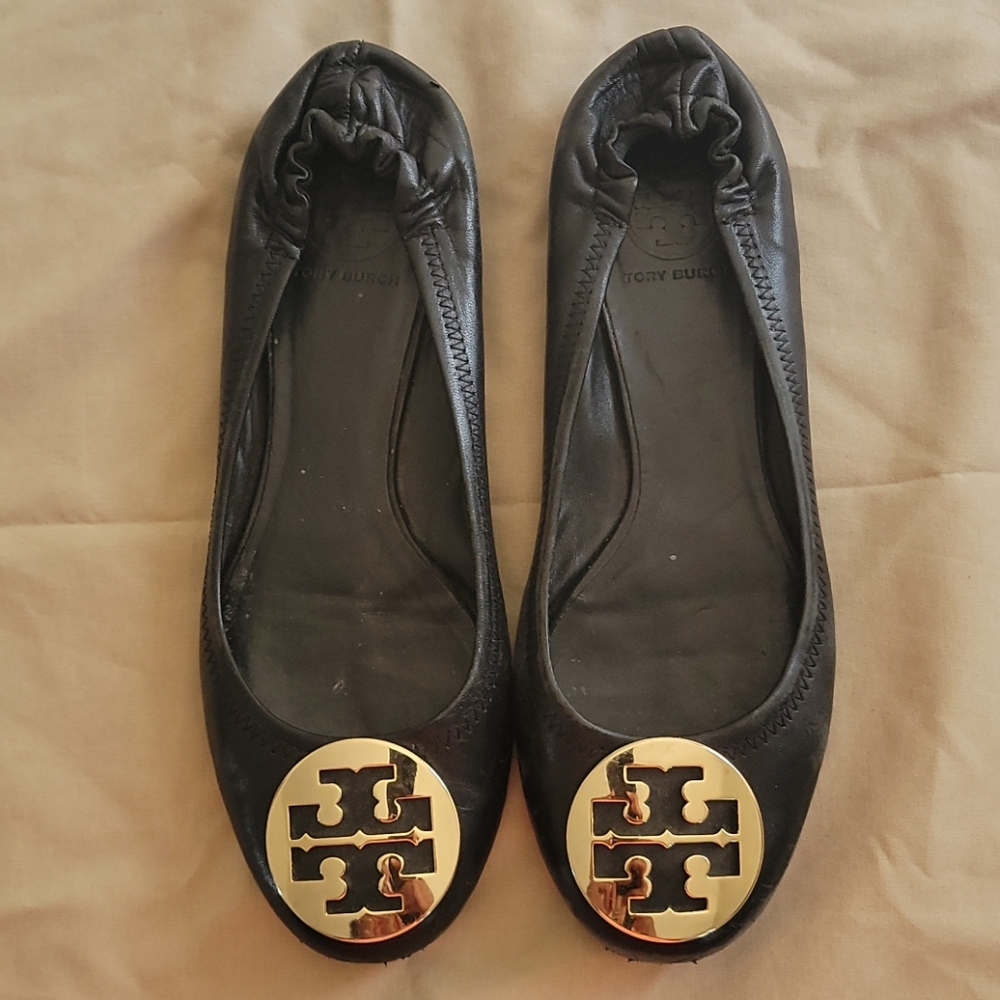 (2 for $40) Black Tory Burch Reva Flats